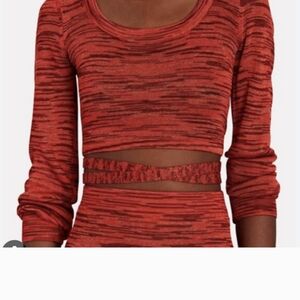 Alexis Loli Space-Dyed Knit Scoop Neck Long Sleeve Crop Top Women's Size Medium